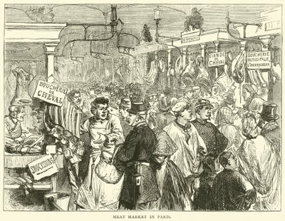 Húspiac Párizsban, 1870. október alkotó: English School