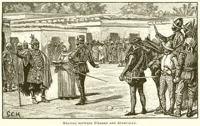 Pizarro és Atahualpa találkozása alkotó: English School
