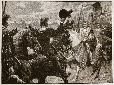 Henrik és Maximilian császár találkozása, a Cassells Illustrated History of England illusztrációja (szépia fotó) alkotó: English School