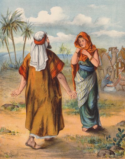 Izsák és Rebeka találkozása (színes litográfia) alkotó: English School