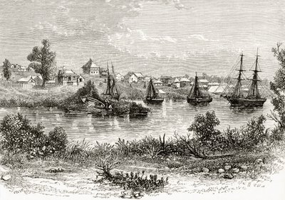 Melbourne, 1840, Howard Willoughby „Australian Pictures” című művéből, a Religious Tract Society, London, 1886. alkotó: English School