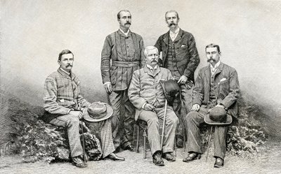 Sir Henry Morton Stanley Emin pasa segélyexpedíciójának tagjai, 1890 (fametszet) alkotó: English School