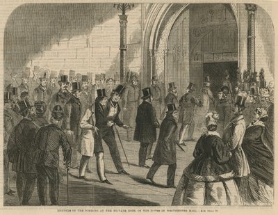 A Commons tagjai a Westminster Hall házának privát ajtajában alkotó: English School