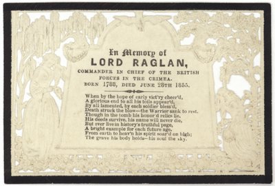 Emlékkártya Lord Raglan emlékére alkotó: English School