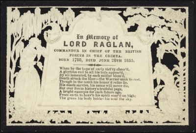 Emlékkártya Lord Raglan emlékére alkotó: English School