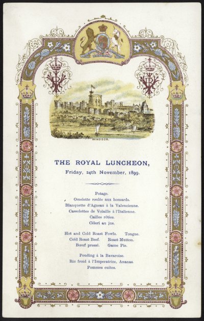 Menü a királyi ebédhez alkotó: English School