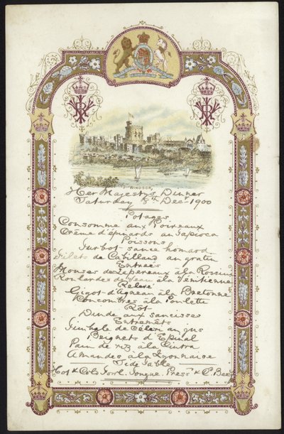 Menü a királyi ebédhez alkotó: English School