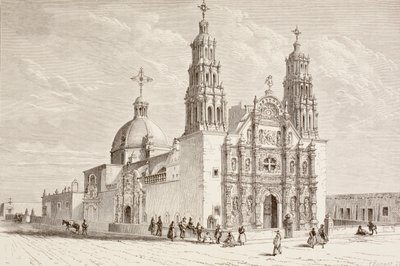 Metropolitan cathedral in Plaza de Armas, Chihuahua, Mexico in the nineteenth century (litho) alkotó: English School