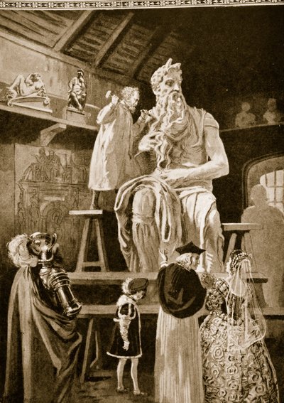 Michelangelo megalkotta Mózes kolosszális szobrát alkotó: English School