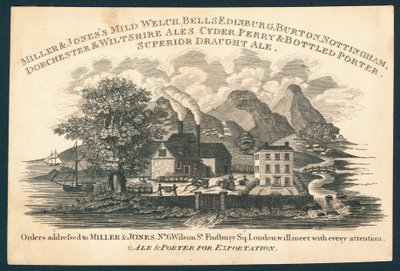 Miller & Jones, exportra szánt sör és porter gyártó, kereskedelmi kártya alkotó: English School