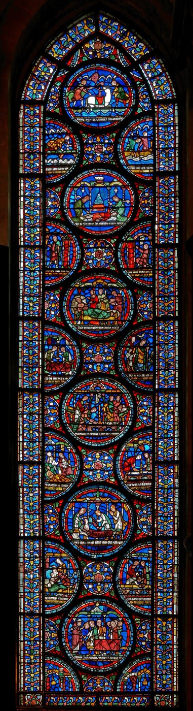 John Roxborough és Henry Beche történetét ábrázoló Miracle Window alkotó: English School