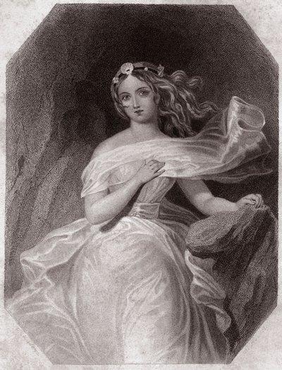 Miranda (A vihar – La Tempete) - „” Galerie des femmes de Shakespeare, London első művészeinek negyvenöt komoly portréjának gyűjteménye, kritikai és irodalmi megjegyzésekkel gazdagítva””” 1838 körül - a „” A nők galériájából Shakespeare, alkotó: English School