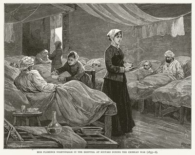 Florence Nightingale kisasszony a scutari kórházban a krími háború alatt (1855--6) alkotó: English School