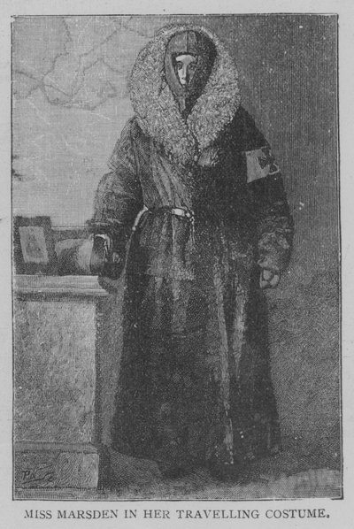 Miss Marsden utazójelmezében (metszet) alkotó: English School