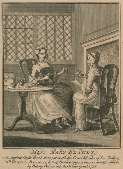 Mary Blandy kisasszony, akit apja, Francis Blandy úr kegyetlen meggyilkolásával vádolnak (metszet) alkotó: English School