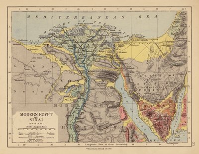 Modern Egyiptom és a Sínai-félsziget (színes litográfia) alkotó: English School