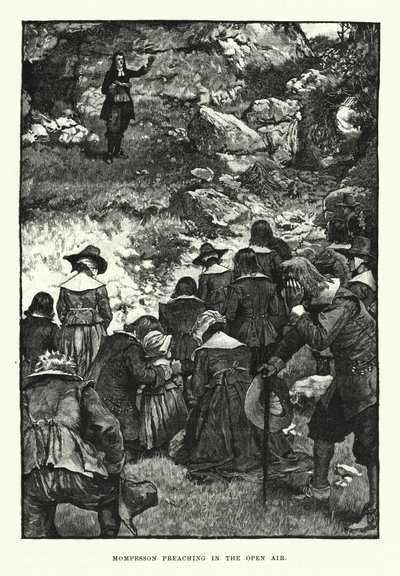 Mompesson prédikál a szabadban (metszet) alkotó: English School