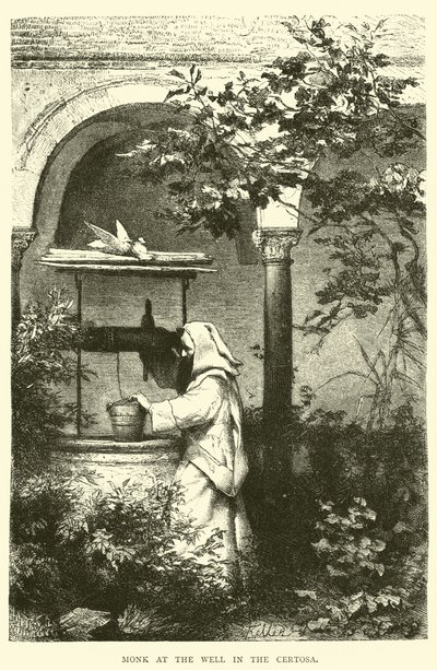 Szerzetes a kútnál a Certosában alkotó: English School