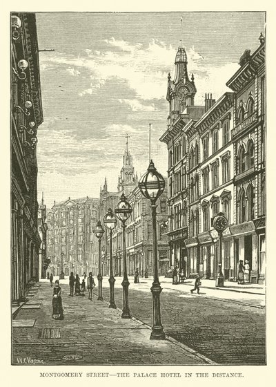 Montgomery Street, a Palace Hotel a távolban alkotó: English School