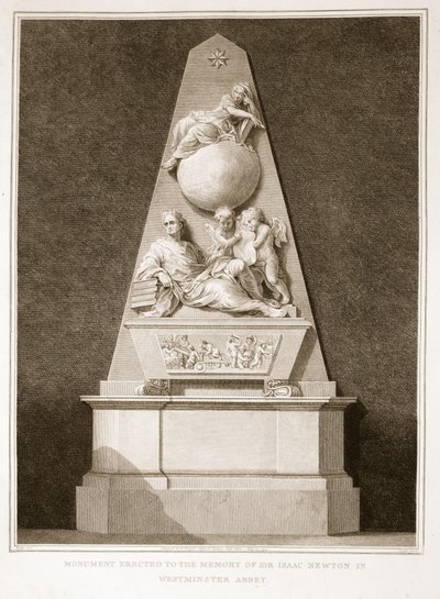 Sir Isaac Newton emlékére állított emlékmű a Westminster Abbeyben, David Humes illusztrációja Anglia története, kocsma. R. Bowyer, London, 1812 alkotó: English School