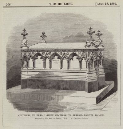 Emlékmű a Kensal Green temetőben Forster Walker tábornoknak, tervezte Edward Blore, az FRS… (metszet) alkotó: English School