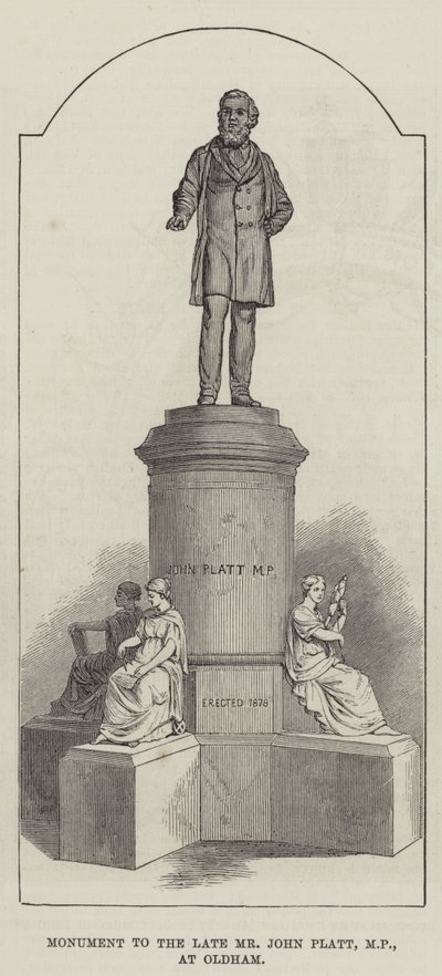 Emlékmű a néhai John Platt képviselő úrnak Oldhamban (metszet) alkotó: English School