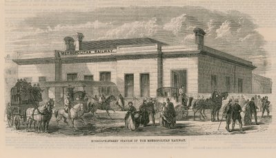 A Metropolitan Railway Moorgate utcai állomása alkotó: English School