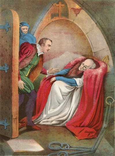 Mortimer egy székben. Jailor és Richard Plantagenet alkotó: English School