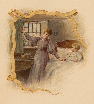 Anya ébreszti fiát reggel (kromolito) alkotó: English School