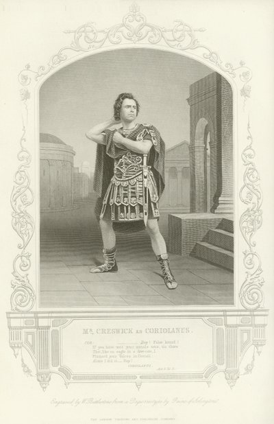 Mr Creswick mint Coriolanus, Coriolanus, V. felvonás, III. jelenet alkotó: English School