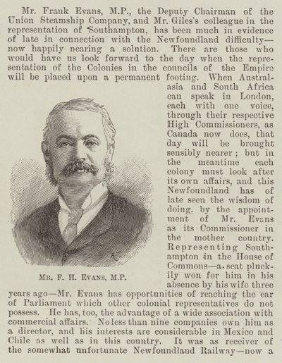 F H Evans úr, képviselő (metszet) alkotó: English School