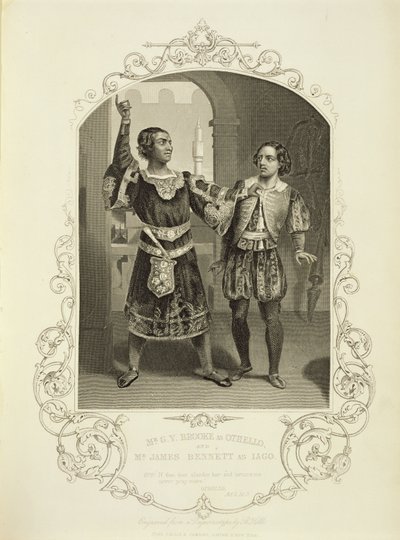 Mr G. V. Brooke mint Othello és James Bennett mint Iago, III. felvonás 3. jelenet, William Shakespeare (1564-1616) Othello című filmjében alkotó: English School