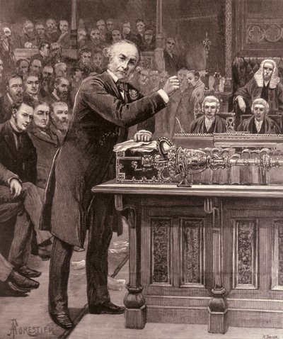 Mr. Gladstone elmagyarázza az alsóháznak az ír kormányra vonatkozó tervét a „The Illustrated London News”-ból, 1886. április 17. alkotó: English School