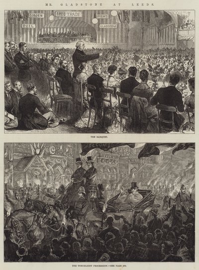 Mr Gladstone Leedsben (metszet) alkotó: English School