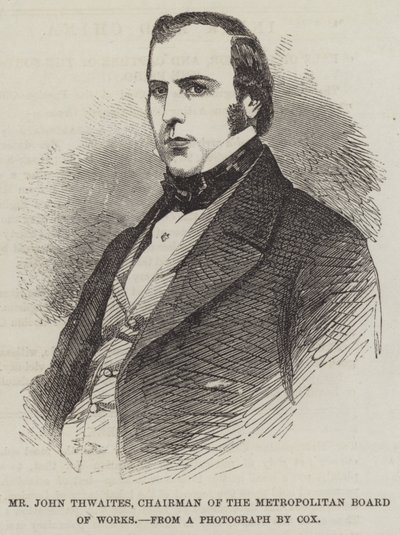 John Thwaites, a Fővárosi Művek Tanácsának elnöke (metszet) alkotó: English School