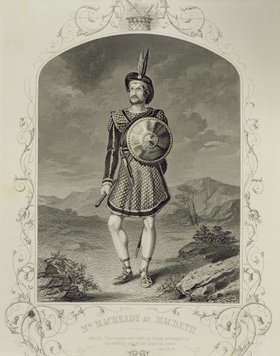 Mr Macready mint Macbeth, I. felvonás 3. jelenet William Shakespeare (1564-1616) drámájában alkotó: English School