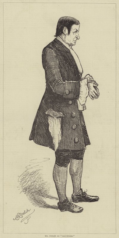 Mr Phelps mint "Mawworm" (metszet) alkotó: English School
