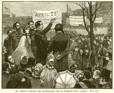 Mr. Phelps elülteti a Shakespeare-tölgyet a Primrose Hillen, Londonban alkotó: English School