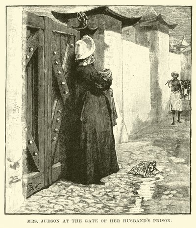 Mrs. Judson a férje börtönének kapujában alkotó: English School