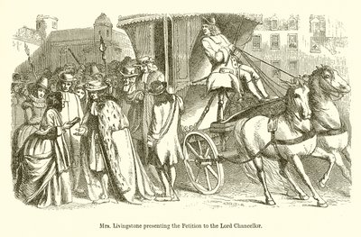 Mrs. Livingstone bemutatja a petíciót a Lord Chancellornak alkotó: English School