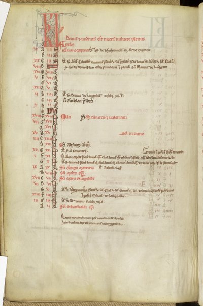 Ms.25512 fol.11v Szentek Napjai, 13. század közepe alkotó: English School