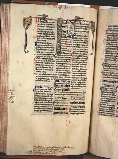 Ms.27, f.84v: Oldal az Újszövetség egy glosszázott példányából (pergamen) alkotó: English School
