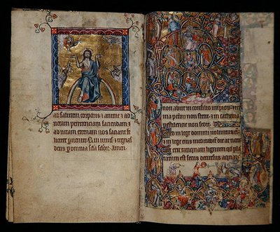 Ms 1-2005, ff.8v-9r: Krisztus ítéletében és Jesse fája, a Macclesfield Zsoltárból, Sarum használata, East Anglia, 1330 körül (vellum) alkotó: English School