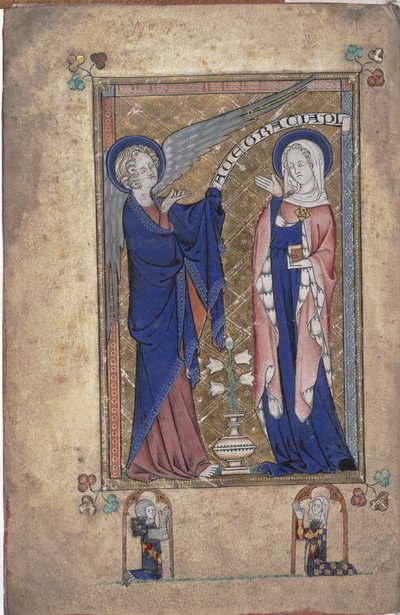 Ms 242 Folio 2v, Angyali üdvözlet a Szűznek, a Grey-Fitzpayne órákból alkotó: English School