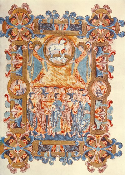 Ms 274 (Y-6) fol.158 A Bárányt imádó sokaság, Jumieges Róbert miséjéből, 1016 körül alkotó: English School