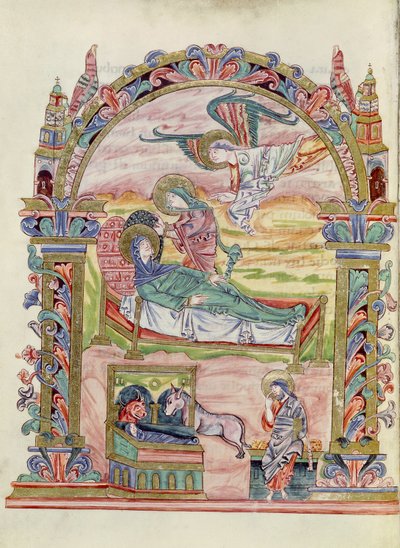 Ms 274 (Y-6) fol.32v Születés, Jumieges Róbert Misekönyvéből, 1016 körül alkotó: English School