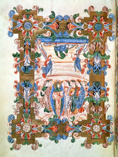 Ms 274 (Y-6) fol.81v Krisztus mennybemenetele, Jumieges Róbert misekönyvéből, 1016 körül alkotó: English School