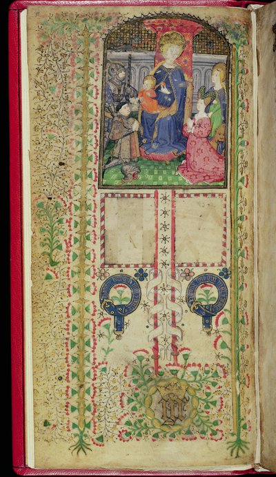 Ms 41-1950, f.2v: Dedikációs oldal Margaret Beauchamp Órakönyvéből, 1424 körül alkotó: English School