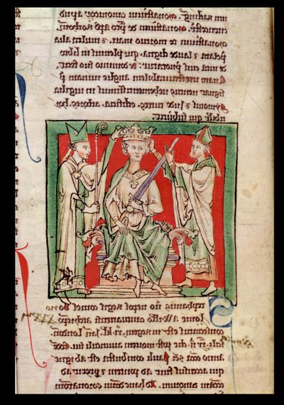 Ms 6712 (A.6.89) fol.133r István király (c.1097-1154) miniatűr a Flores Historiarumból, Matthew Paris, 1250-52 alkotó: English School