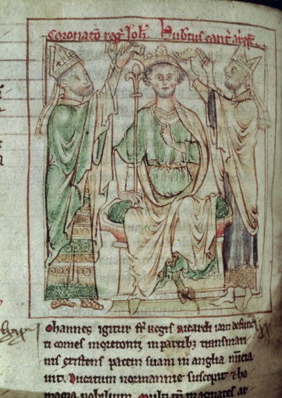 Ms 6712 (A.6.89) fol.144v János király (1167-1216), miniatűr a Flores Historiarumból, Matthew Paris, 1250-52 alkotó: English School